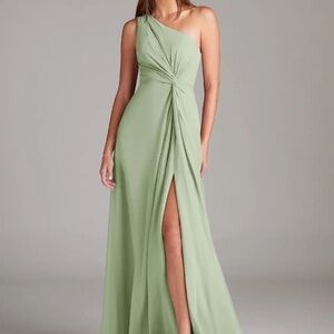 Azazie One-Shoulder Green Maxi Dress